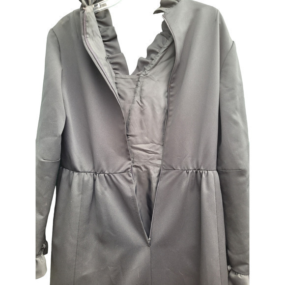 Vintage Ruffle Cuff V-neck and Hem Long Sleeve Goth‎ Line A-line Midi Prom Dress - Picture 9 of 12